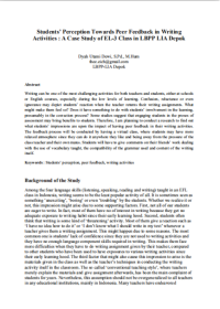 Students’ Perception Towards Peer Feedback in Writing
Activities : A Case Study of EL-3 Class in LBPP LIA Depok